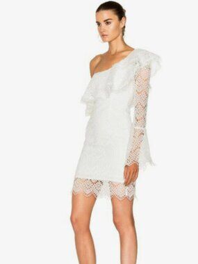 NICHOLAS One-Shoulder White Lace Dress - Size 6